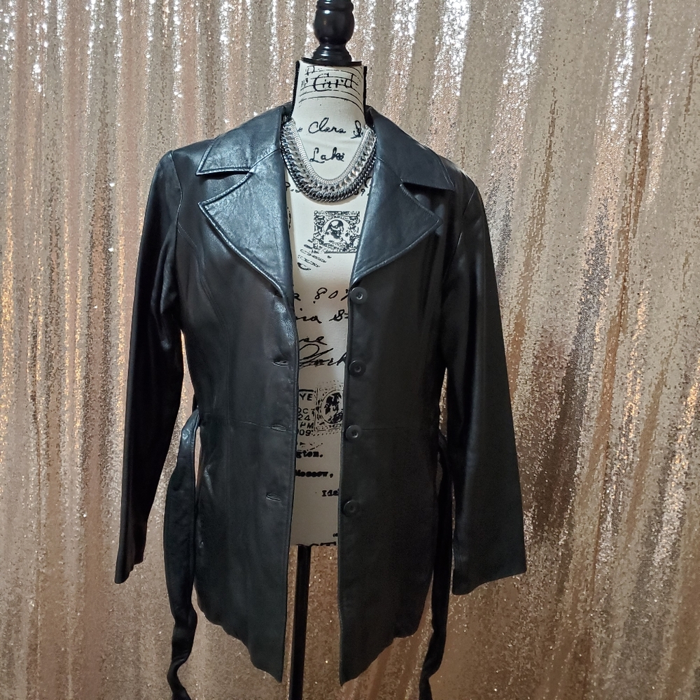 Wilsons Leather Women's Black Belted Jacket - Picture 3 of 9